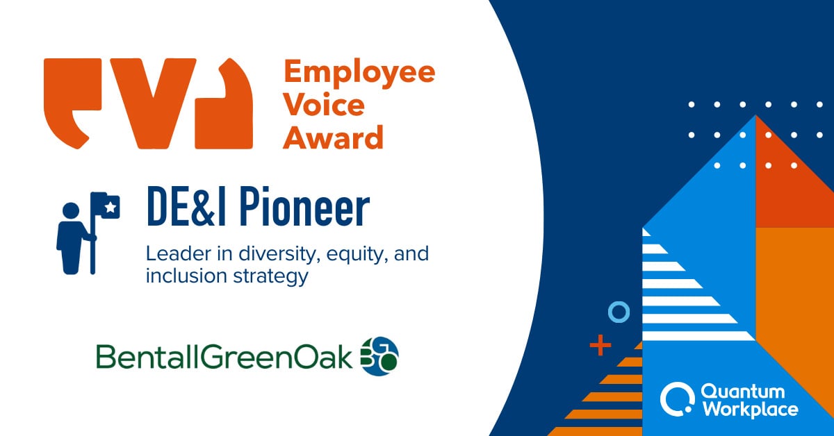 BentallGreenOak a reçu le DE&I Pioneer Gold Award pour le prix annuel Employee Voice Award de Quantum Workplace.
